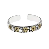 golden_flower bracelet en argent sterling 925, bracelet en cuivre, bracelet en argent de style ethnique rétro, bracelet de bijoux en argent réglable unisexebracelet