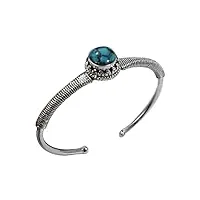 tibetan silver véritable turquoise pierre précieuse bracelets manchette, argent sterling 925 mode bracelets, faits À la main bijoux designer pour cadeaux, bracelets réglable pour homme femme