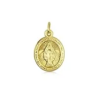 médaillon religieux en or 14k guadalupe sainte mère la vierge marie médaille ovale collier pour femmes gravé sur mesure sans chaîne