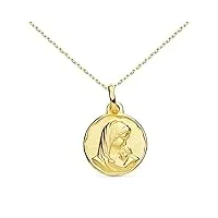 collier - médaille vierge à l'enfant or jaune - chaîne dorée - gravure offerte