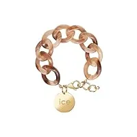 ice jewellery - chain bracelet - brown tan - bracelet mailles xl pour femmes fermé d'une médaille dorée (021230)