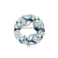 tbkoly vintage jewelry pins metal copper butterfly swirls broche avec denim blue crystal brooch (size : r)