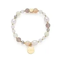 leonardo jewels hope 022633 bracelet élastique pour femme avec pendentif en agate d'eau douce et perles nacrées doré 20,5 cm, eine grösse, acier inoxydable, pas de gemme