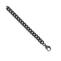 collier chaîne gourmette en acier inoxydable noir pvd 6,8 mm 46 centimètres bijoux cadeaux pour femmes, métal