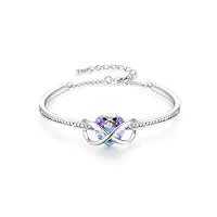 george · smith bracelets argent plaqué amour coeur cristal bracelet pour femmes filles bijoux anniversaire fête des mères saint valentin cadeaux pour maman elle (purple)