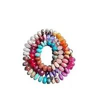 lkbeads rondelle en pierre précieuse arc-en-ciel naturelle colorée de 6 à 8 mm - perles lisses de 40 cm - bracelet extensible en pierre de guérison en cristal - bracelet en pierre d'énergie pour