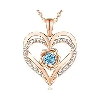 cde collier pour femme en or rose - en argent sterling 925 - avec pendentif - cadeau de saint-valentin pour elle - fête des mères - anniversaire de noël - pour femme, argent sterling