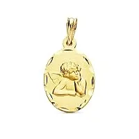 inmaculada romero ir médaille pendentif 9k ange d'or ovale 23 mm. bébé de 14 mm de large.