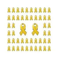wandic lot de 50 broches à ruban jaune pour sensibilisation au cancer des os pour les tumeurs sacrées, métal