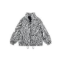 sukori cardigan pour femme femmes zebra stripes coton manteau chaud épais col collier vintage fashion femme peluche lapin fourrure coa