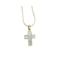jevluh collier croix en nacre, crucifix,médaille religieuse miraculeuse,ras du cou,collier de foi