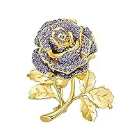 broche de mariage, ton or, feuilles de fleurs en cristal simulées, corsage de mariée, broche de bouquet en forme florale en zircone, cadeau for femmes