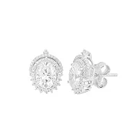 diamant moissanite de forme ovale de 6,10 ctw boucles d'oreilles à tige en argent sterling 925 avec accents solitaires pour femme
