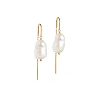 enamel twin pearls boucles d'oreilles 18 ct. argent e275g - femme - 925 sterling silver