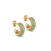 enamel mini sparkling luna hoops boucles d'oreilles 18 ct. argent e285g-green cz - femme - 925 sterling silver