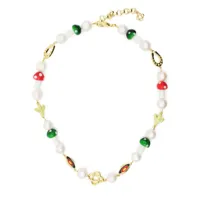 casablanca collier serti de perles à plaque logo