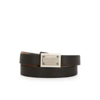 dolce & gabbana bracelet en cuir à plaque logo - noir
