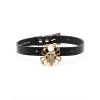 alessandra rich bracelet en cuir à motif d'araignée - noir
