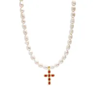 nialaya jewelry collier ras-du-cou à pendentif croix - blanc