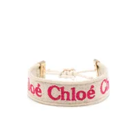chloé woody logo-embroidered bracelet - tons neutres