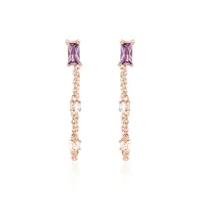 boucles d'oreilles pendantes purple mood argent rose oxydes