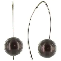 boucles d'oreilles perle de culture 11 mm courtes - classics - marron foncé