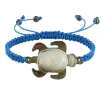bracelet tortue nacre grise lien tréssé - azur