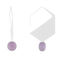 boucles d'oreilles crochet plat métal argenté hexagone et perles céramique - violet