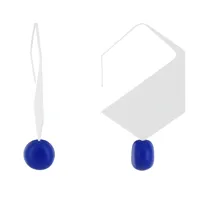 boucles d'oreilles crochet plat métal argenté hexagone et perles céramique - bleu