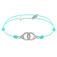 bracelet lien en argent 925 petites menottes - turquoise