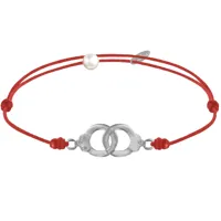 bracelet lien en argent 925 petites menottes - rouge