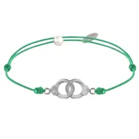 bracelet lien en argent 925 petites menottes - vert
