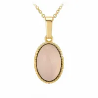 collier femme b2458-rose-quartz métal doré -  angèle m