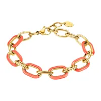 bracelet lotus style orange doré femme