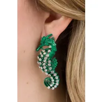 boucles d'oreilles seahorse en vert océan