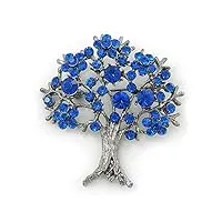 broche "arbre de vie" cristal bleu saphir en finition métal vert-de-gris