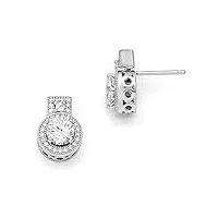 boucles d'oreilles en argent sterling 925 et oxyde de zirconium cubique imitation diamant brillant 13 x 10 mm de large bijoux pour femme, one size, zircone cubique pierre précieuse métal, zircone