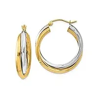 boucles d'oreilles créoles doubles polies en or poli 14 carats - 18 x 6 mm de large - bijoux pour femme, métal