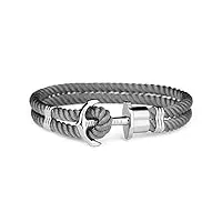 paul hewitt bracelet homme & femme phrep ancre - bracelet cordage nautique en nylon (gris), cadeau homme & femme, bracelet ancre en inox (argenté)