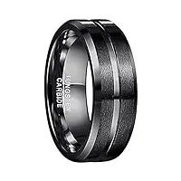 nuncad bague anneau hommes/femmes carbure de tungstène 8mm noir pour bijoux mariage fiançailles/d'amitié/bague lifestyle, taille 52(16.6)