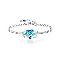 george · smith bracelet cœur pour femme bracelet infini réglable pour femme, bracelet plaqué argent avec cristal bleu rose-femme maman anniversaire cadeau de noël