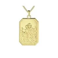 fj collier saint christophe pour homme femme plaqué or argent sterling 925 pendentif saint christophe collier st christopher avec chaîne de 24" carré