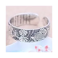 weisha bracelet rétro en argent sterling 999 thai whitebait jouer avec feuille de lotus rivière figure bracelet ouvertbracelet