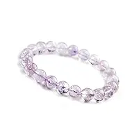 sudemota bracelet bracelet en perles de cristal rondes transparentes avec pierres précieuses de quartz kunzite natuarl véritable 9 mm (color : purple)