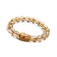 bracelet bracelet de perles rondes en cristal de forme pi xiu de quartz rutilé jaune naturel de 11 mm (color : as shown)