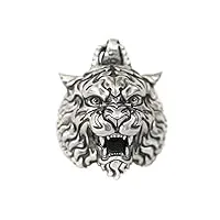 linsion pendentif tigre blindé en argent sterling 925 pour motard punk bijoux ta399, m, argent sterling