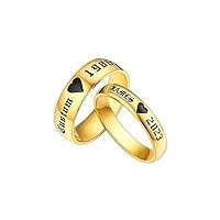 custom4u 2 pièces anneau alliance fiançaille mariage pour couple prénom gravé plaqué or cadeau amoureux saint valentin