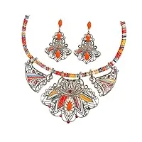 aboofan 3 ensembles de bijoux mexicains pour femmes chaniya choli déclaration boucles d'oreilles en or bijoux bohême orange robes pour femmes navratri lehenga bavoir boucles d'oreilles