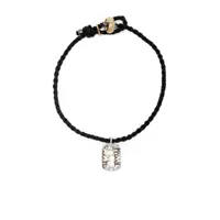 paul smith logo-tag braided bracelet - noir